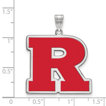 Sterlingsilber Rhodiniert Logoart Rutgers University Buchstabe R Extra Groß Emailliert Anhänger