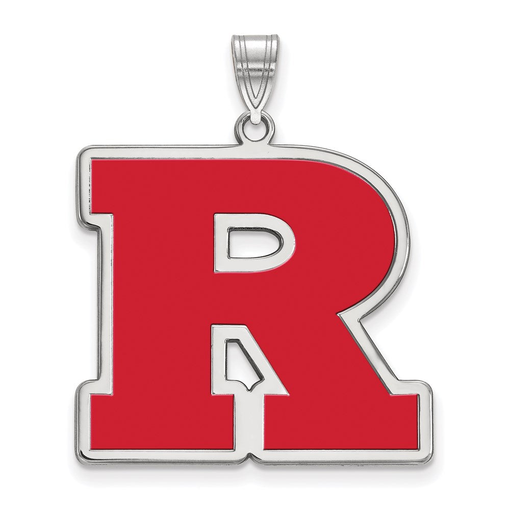 Sterlingsilber Rhodiniert Logoart Rutgers University Buchstabe R Extra Groß Emailliert Anhänger