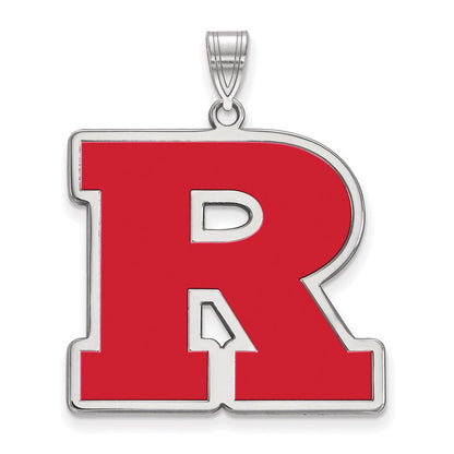 Sterlingsilber Rhodiniert Logoart Rutgers University Buchstabe R Extra Groß Emailliert Anhänger