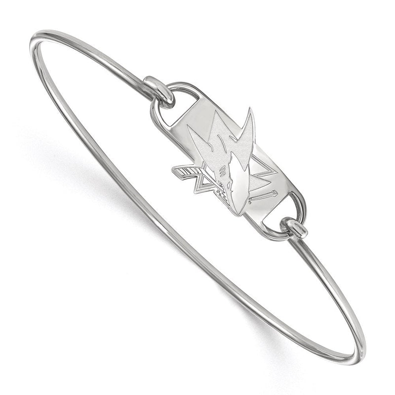 Sterlingsilber Rhodiniert Nhl Logoart San Jose Sharks Klein Mittig 7 Zoll Draht Armreif