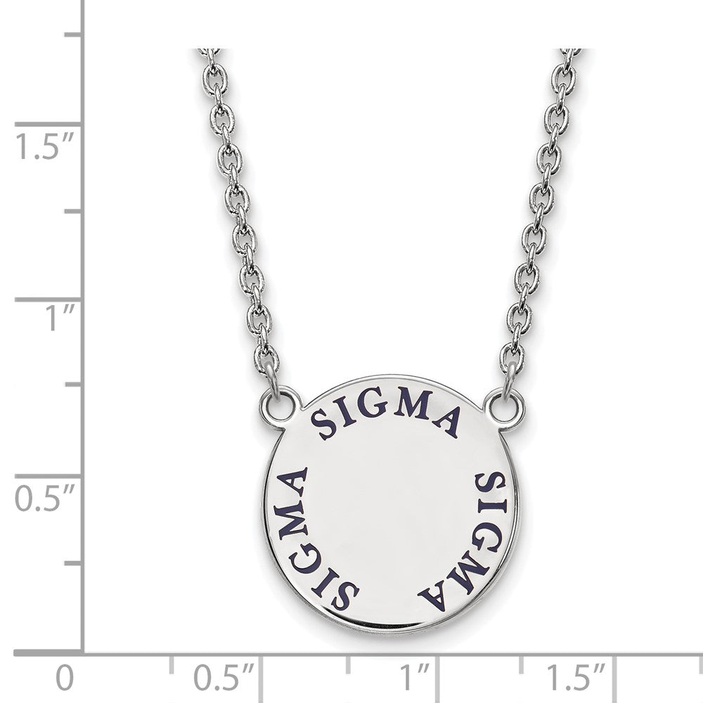 Sterlingsilber Rhodiniert Logoart Sigma Sorority Text Groß Farbe Emaille Anhänger 18 Zoll Halskette