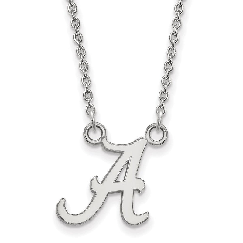 14K Weißgold Logoart University Of Alabama Buchstabe A Klein Anhänger 18 Zoll Halskette