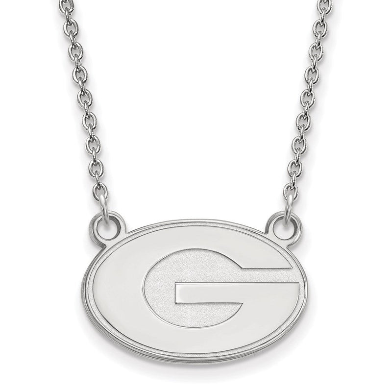 14K Weißgold Logoart University Of Georgia Buchstabe G Klein Anhänger 18 Zoll Halskette