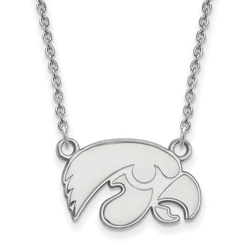Sterlingsilber Rhodiniert Logoart University Of Iowa Hawk Klein Anhänger 18 Zoll Halskette