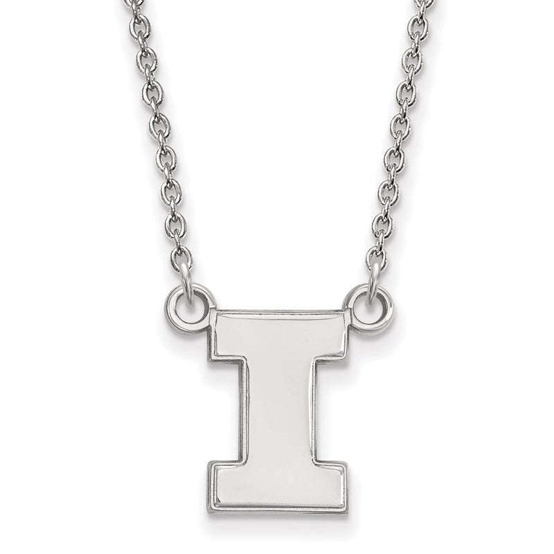 10K Weißgold Logoart University Of Illinois Buchstabe I Klein Anhänger 18 Zoll Halskette