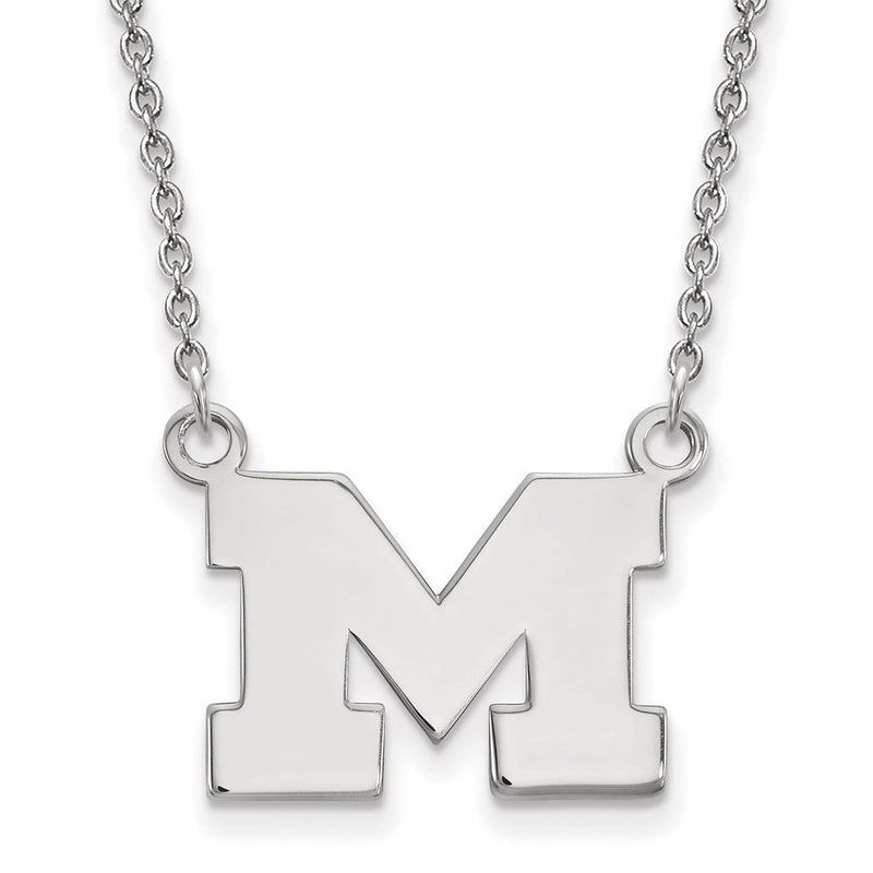 10K Weißgold Logoart University Of Michigan Buchstabe M Klein Anhänger 18 Zoll Halskette