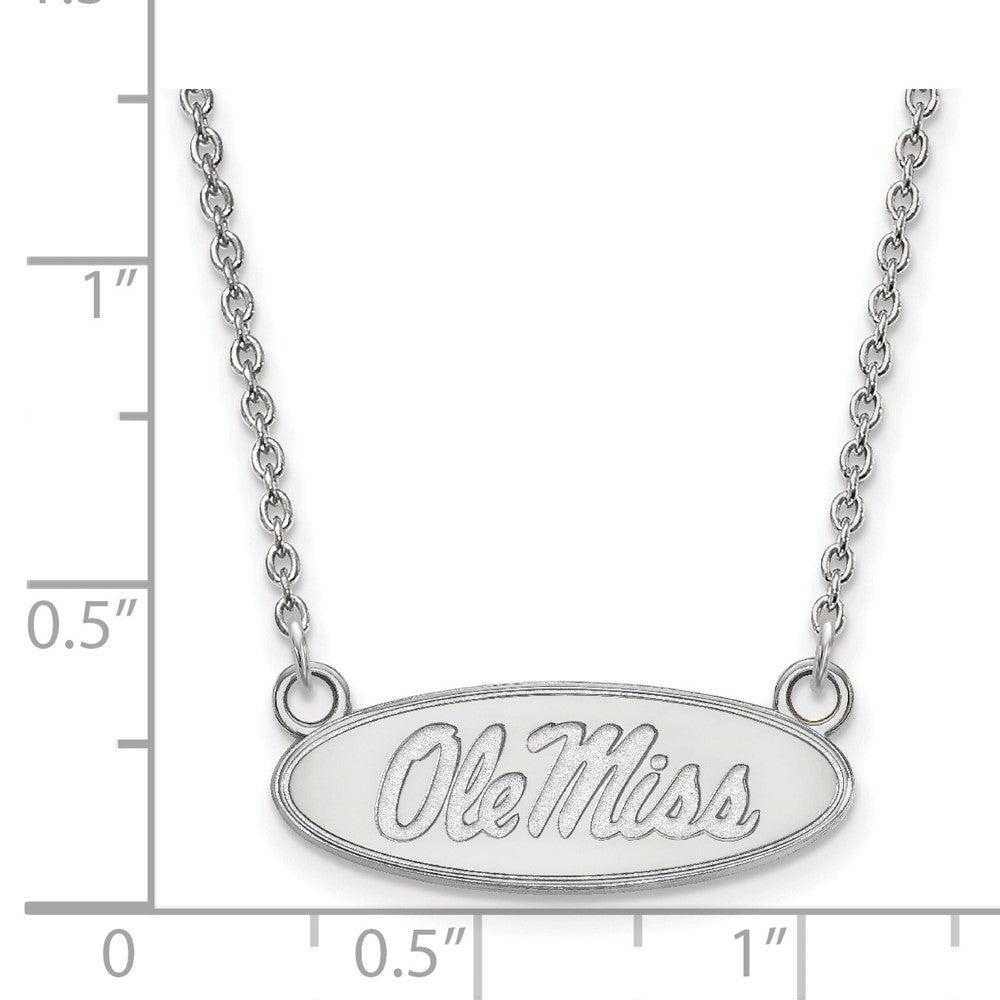 10K Weißgold Logoart University Of Mississippi Ole Miss Klein Oval Anhänger 18 Zoll Halskette