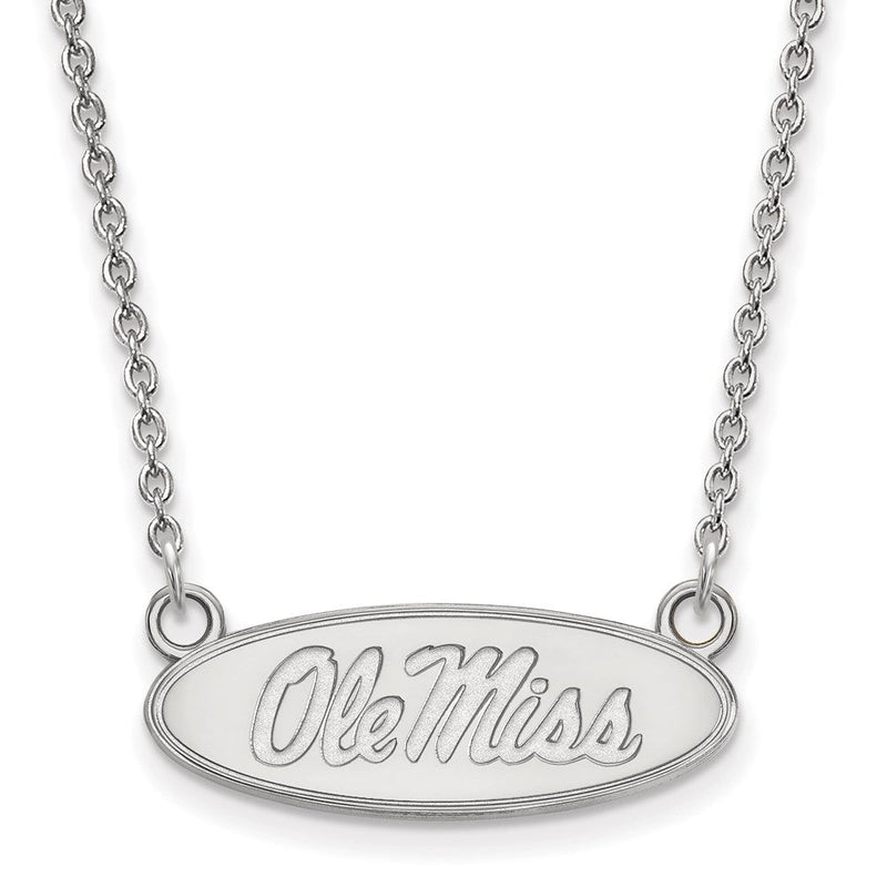 Sterlingsilber Rhodiniert Logoart University Of Mississippi Ole Miss Klein Oval Anhänger 18 Zoll Halskette