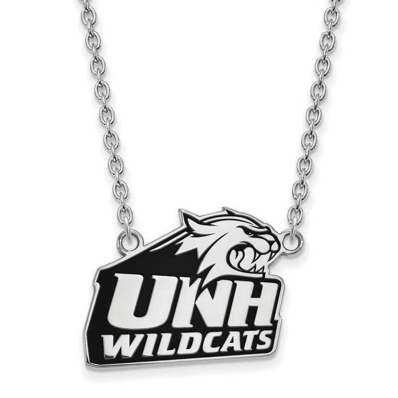 Sterlingsilber Rhodiniert Logoart University Of New Hampshire Groß Emailliert Anhänger 18 Zoll Halskette