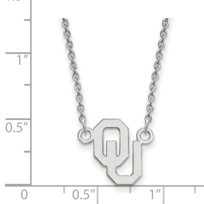 14K Weißgold Logoart University Of Oklahoma O U Klein Anhänger 18 Zoll Halskette