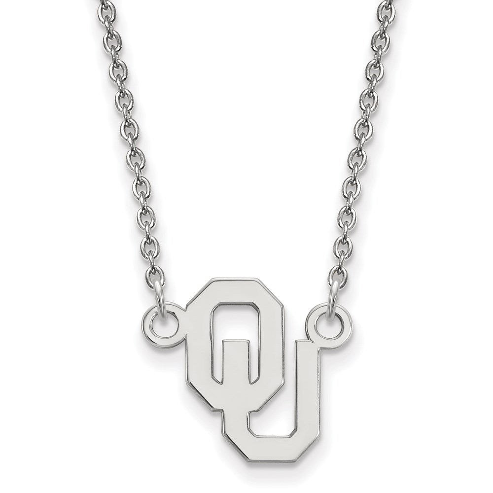 14K Weißgold Logoart University Of Oklahoma O U Klein Anhänger 18 Zoll Halskette