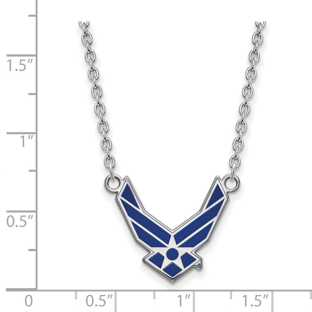 Sterlingsilber Rhodiniert Logoart U.s. Luft Kraft Groß Emaille Halskette