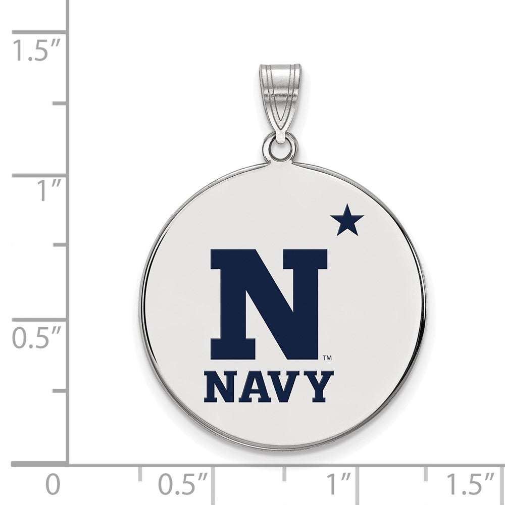 Sterlingsilber Rhodiniert Logoart Us Naval Akademie Extra Groß Emailliert Plättchen Anhänger