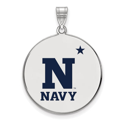 Sterlingsilber Rhodiniert Logoart Us Naval Akademie Extra Groß Emailliert Plättchen Anhänger