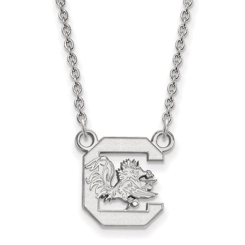 10K Weißgold Logoart University Of South Carolina Klein Anhänger 18 Zoll Halskette