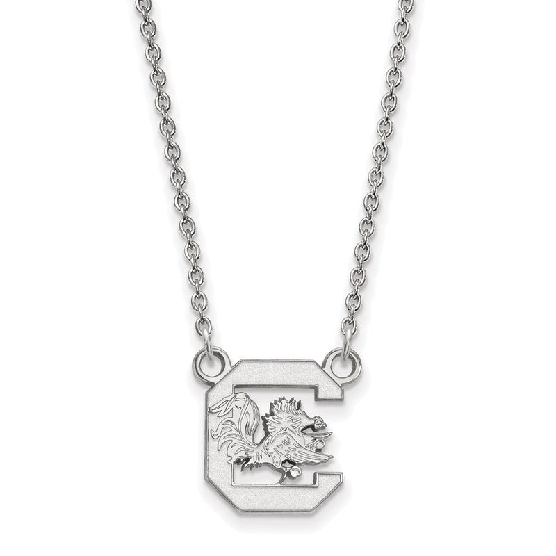 Sterlingsilber Rhodiniert Logoart University Of South Carolina Klein Anhänger 18 Zoll Halskette
