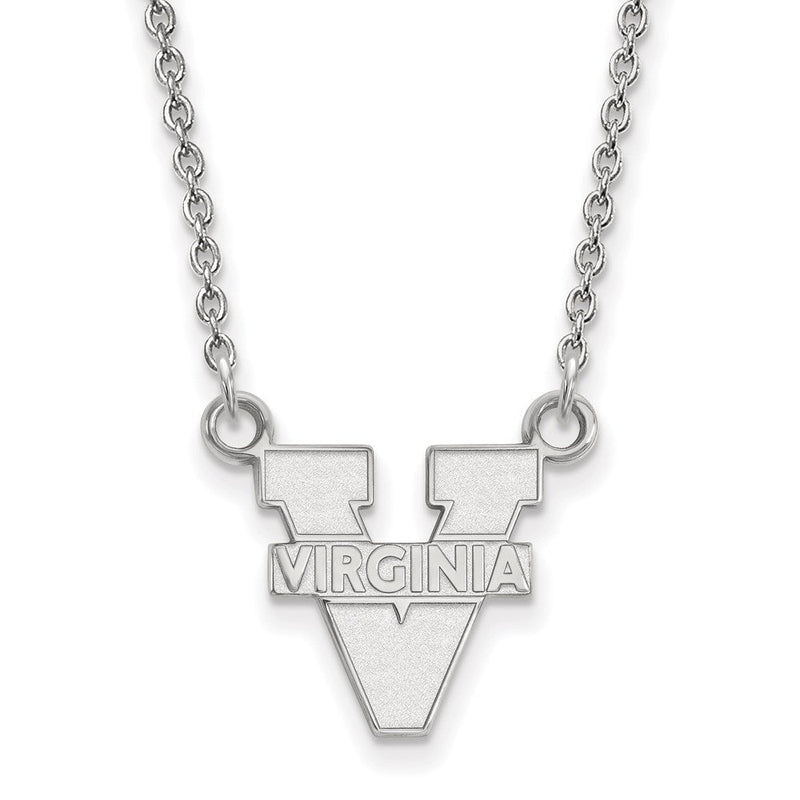 Sterlingsilber Rhodiniert Logoart University Of Virginia Klein Anhänger 18 Zoll Halskette
