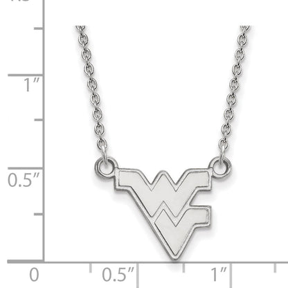 Sterlingsilber Rhodiniert Logoart West Virginia University W V Klein Anhänger 18 Zoll Halskette