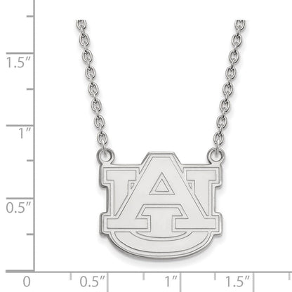 Sterlingsilber Rhodiniert Logoart Auburn University Groß Anhänger 18 Zoll Halskette