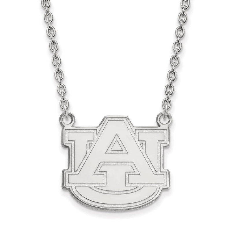 10K Weißgold Logoart Auburn University Groß Anhänger 18 Zoll Halskette