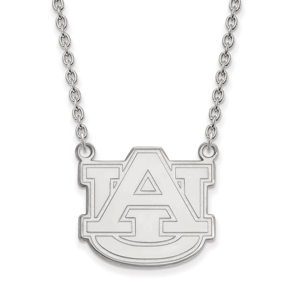 Sterlingsilber Rhodiniert Logoart Auburn University Groß Anhänger 18 Zoll Halskette