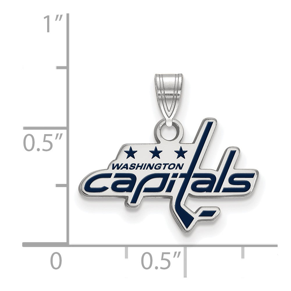 Sterlingsilber Rhodiniert Nhl Logoart Washington Capitals Klein Emailliert Anhänger