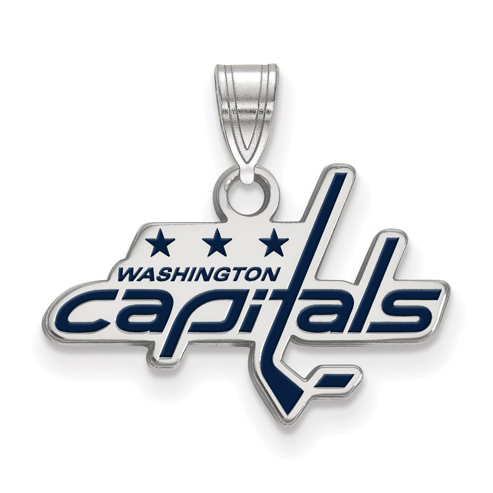 Sterlingsilber Rhodiniert Nhl Logoart Washington Capitals Klein Emailliert Anhänger