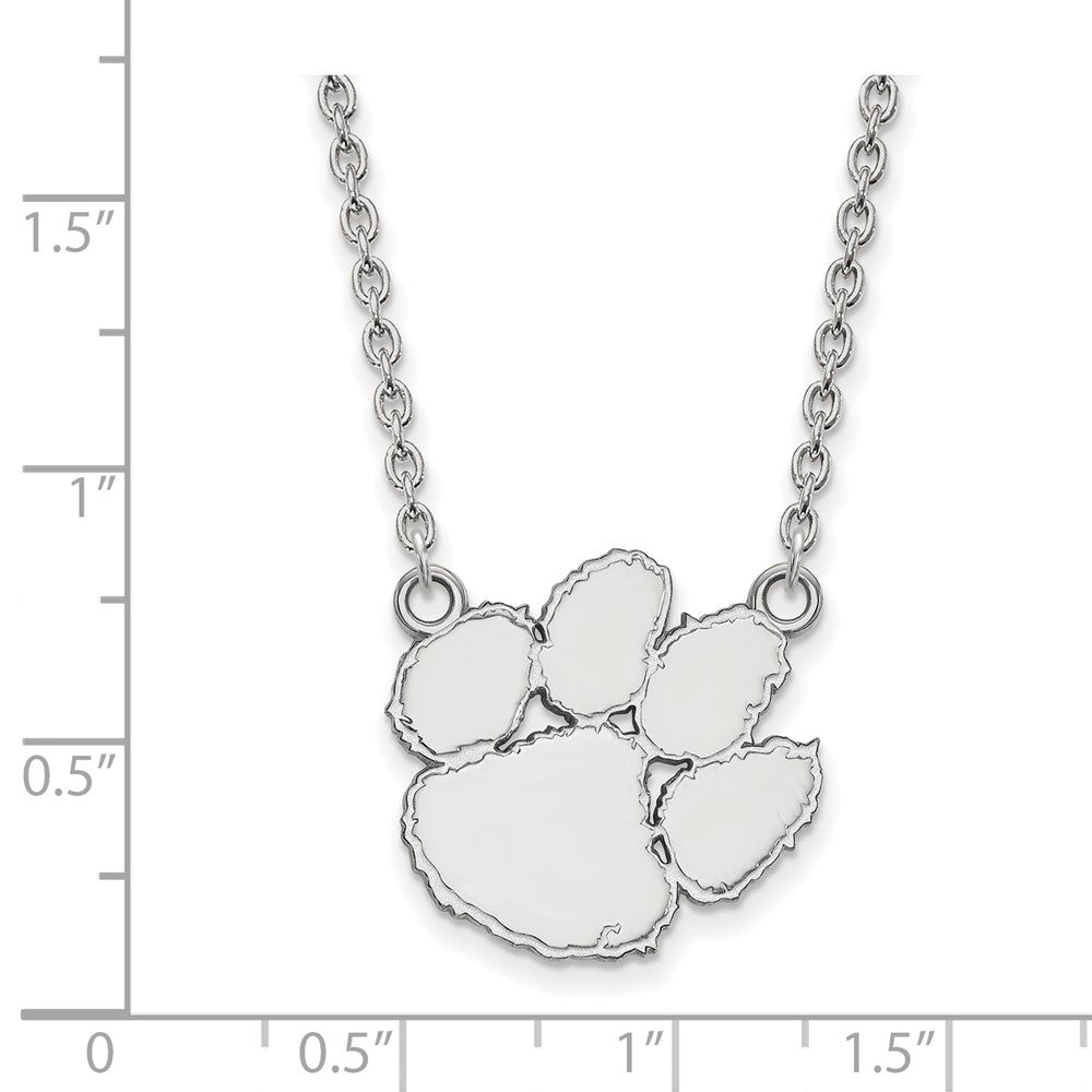 10K Weißgold Logoart Clemson University Tiger Paw Groß Anhänger 18 Zoll Halskette