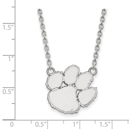 10K Weißgold Logoart Clemson University Tiger Paw Groß Anhänger 18 Zoll Halskette