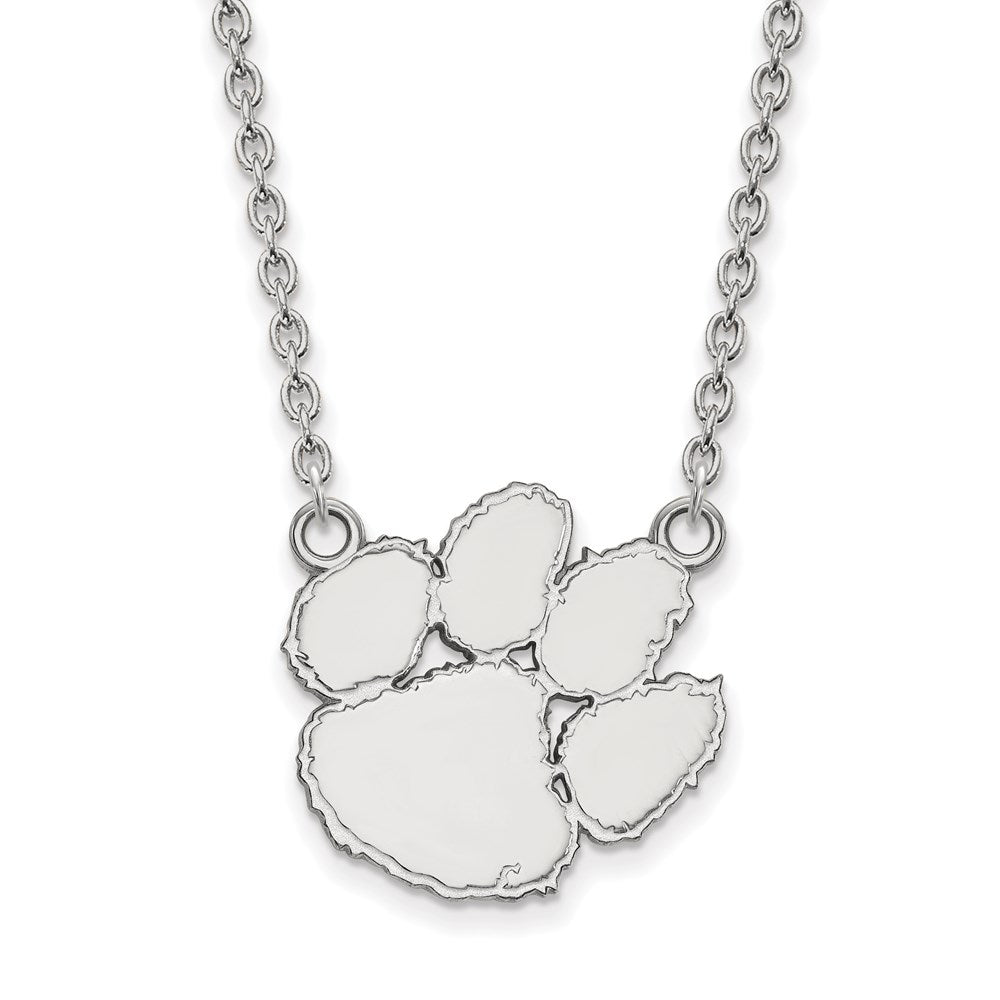 10K Weißgold Logoart Clemson University Tiger Paw Groß Anhänger 18 Zoll Halskette