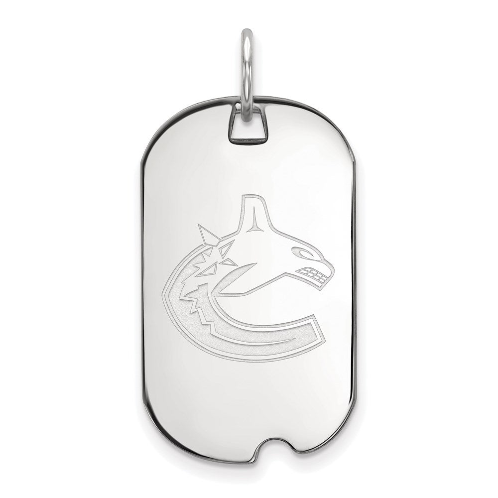 Sterlingsilber Rhodiniert Nhl Logoart Vancouver Canucks Klein Erkennungsmarke Anhänger