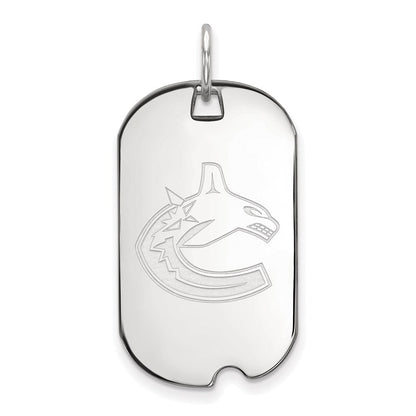 Sterlingsilber Rhodiniert Nhl Logoart Vancouver Canucks Klein Erkennungsmarke Anhänger