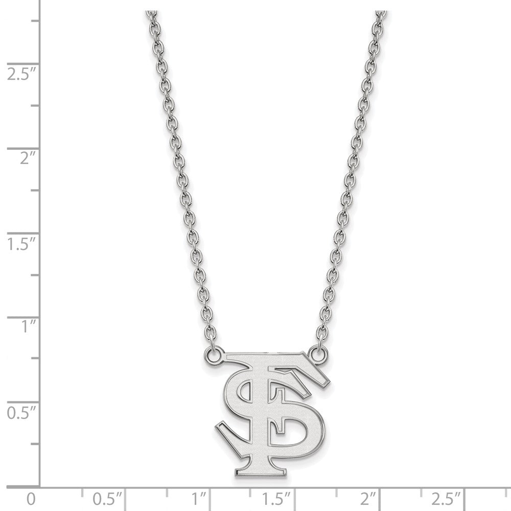 Sterlingsilber Rhodiniert Logoart Florida State University F S Groß Anhänger 18 Zoll Halskette
