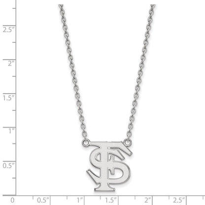 Sterlingsilber Rhodiniert Logoart Florida State University F S Groß Anhänger 18 Zoll Halskette