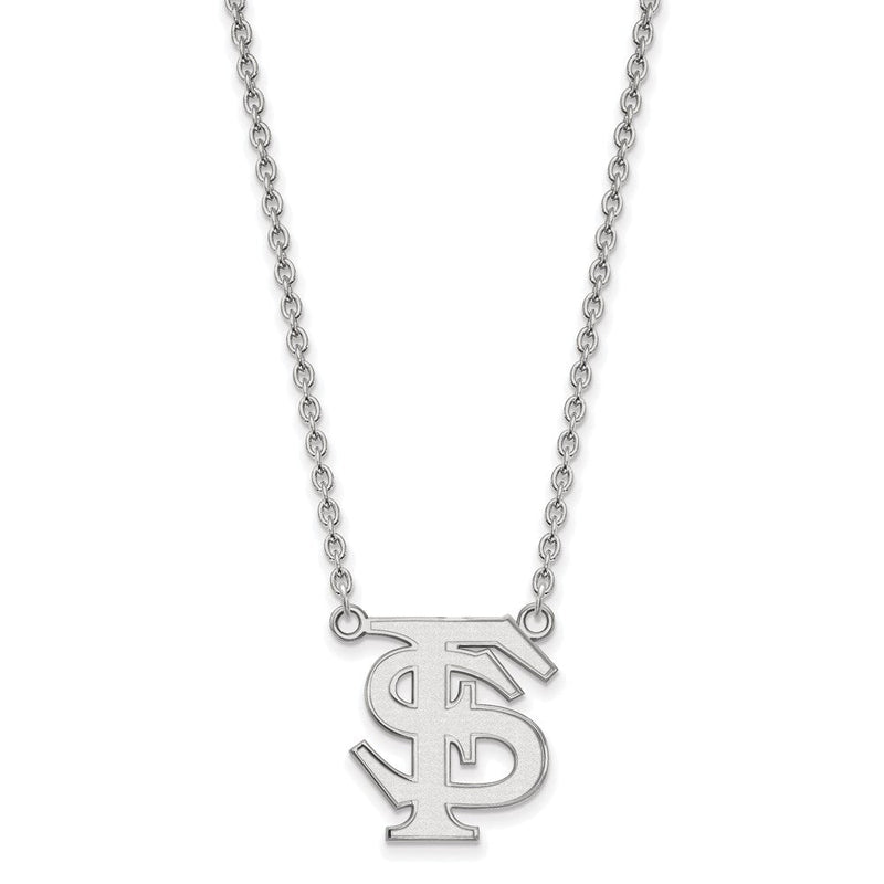 10K Weißgold Logoart Florida State University F S Groß Anhänger 18 Zoll Halskette