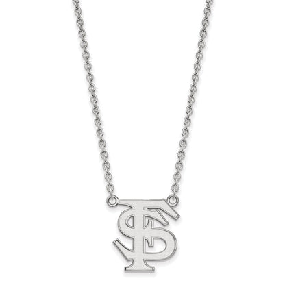 Sterlingsilber Rhodiniert Logoart Florida State University F S Groß Anhänger 18 Zoll Halskette