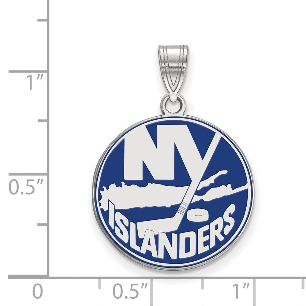 Sterlingsilber Rhodiniert Nhl Logoart New York Islanders Groß Emailliert Anhänger