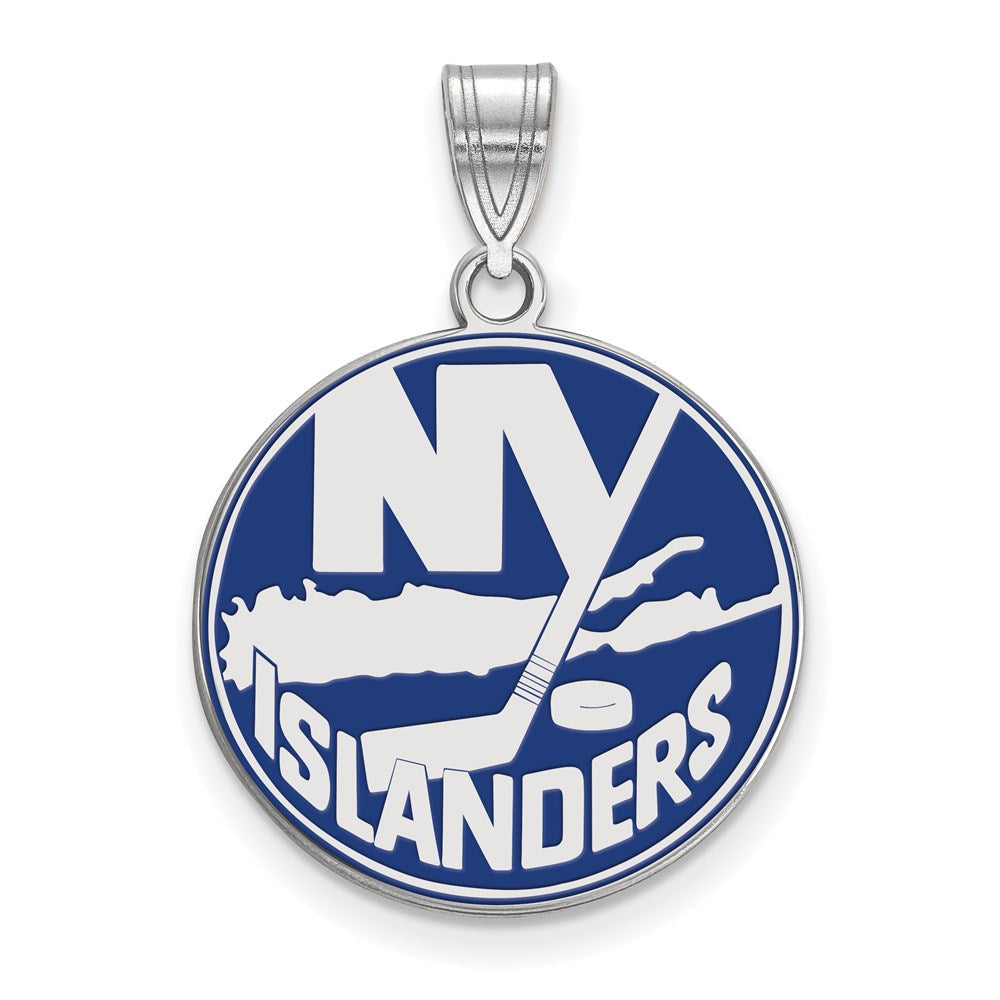 Sterlingsilber Rhodiniert Nhl Logoart New York Islanders Groß Emailliert Anhänger
