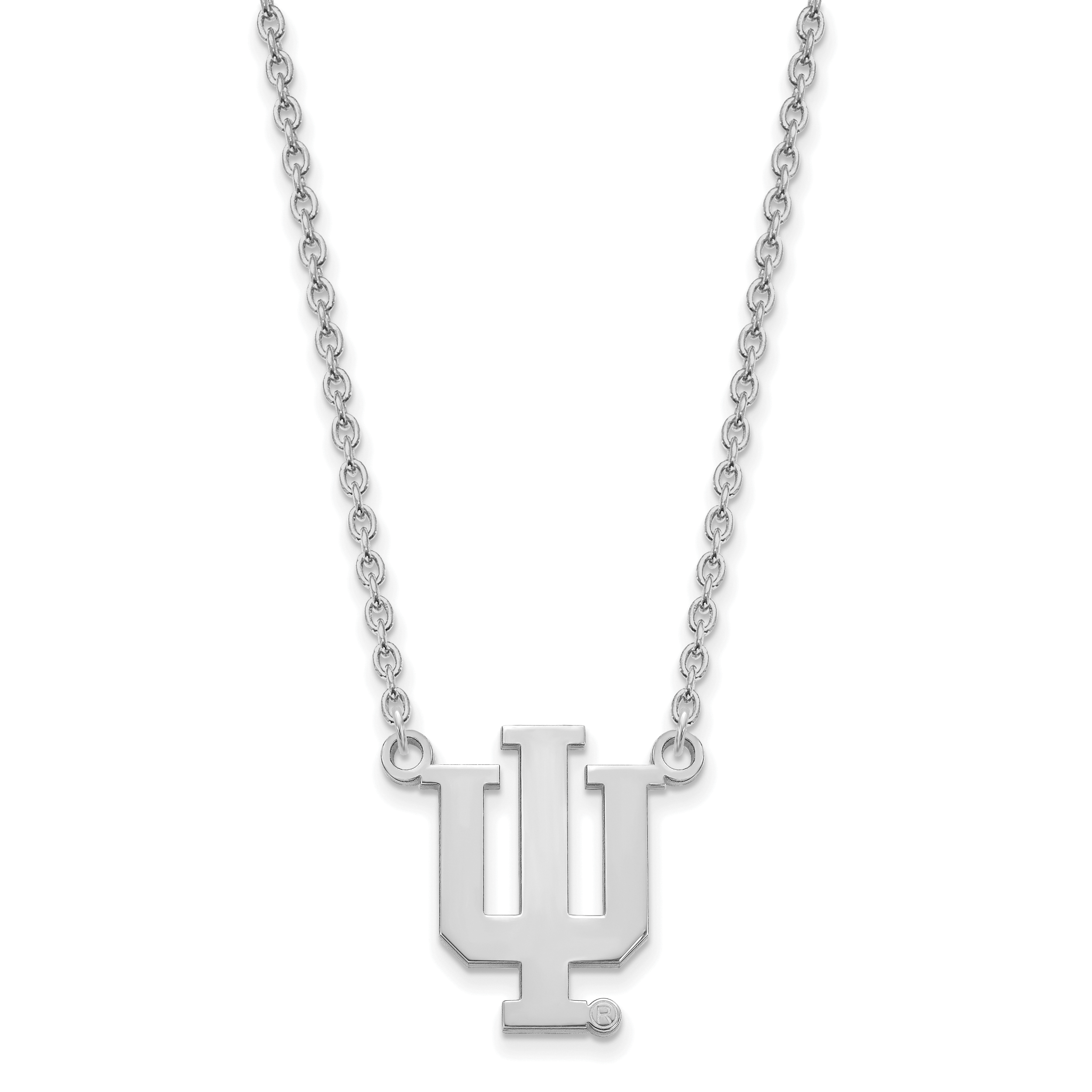 Sterlingsilber Rhodiniert Logoart Indiana University I U Groß Anhänger 18 Zoll Halskette