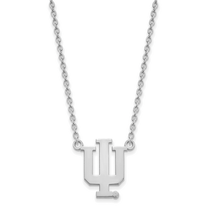 Sterlingsilber Rhodiniert Logoart Indiana University I U Groß Anhänger 18 Zoll Halskette