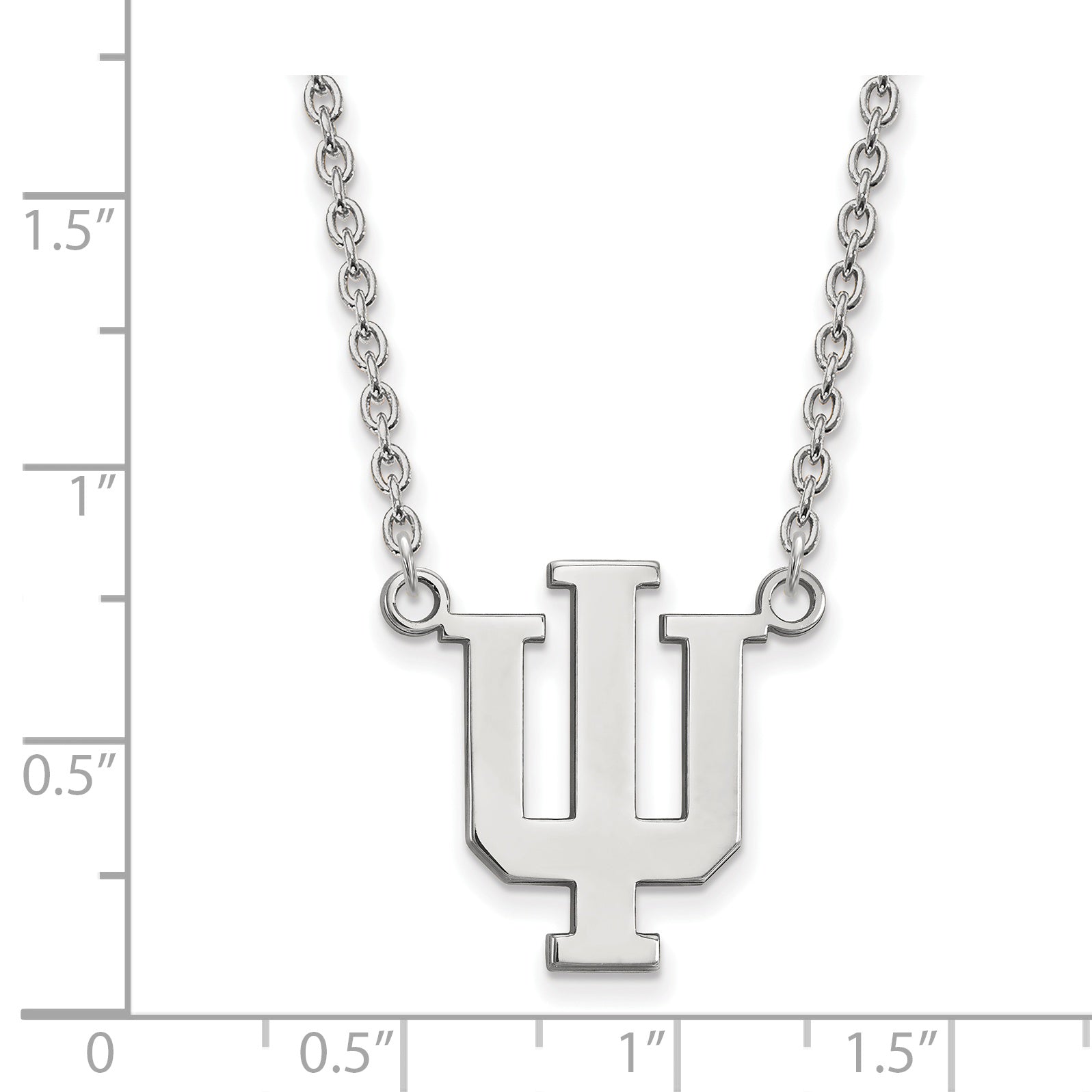 10K Weißgold Logoart Indiana University I U Groß Anhänger 18 Zoll Halskette
