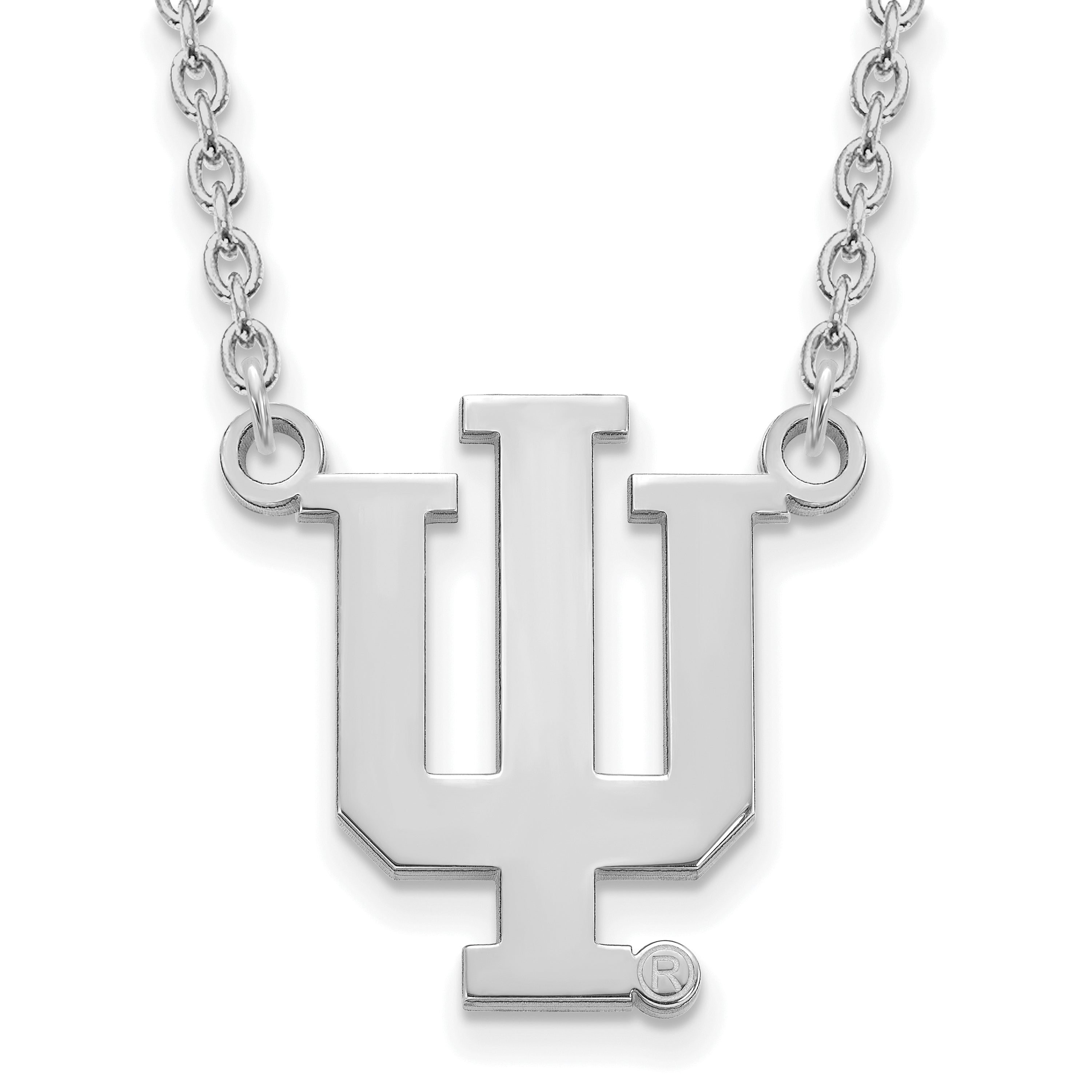 Sterlingsilber Rhodiniert Logoart Indiana University I U Groß Anhänger 18 Zoll Halskette