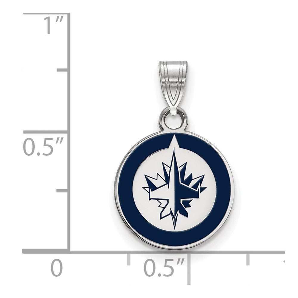 Sterlingsilber Rhodiniert Nhl Logoart Winnipeg Jets Klein Emailliert Anhänger