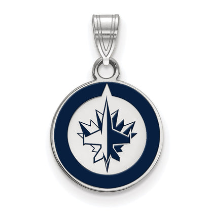 Sterlingsilber Rhodiniert Nhl Logoart Winnipeg Jets Klein Emailliert Anhänger