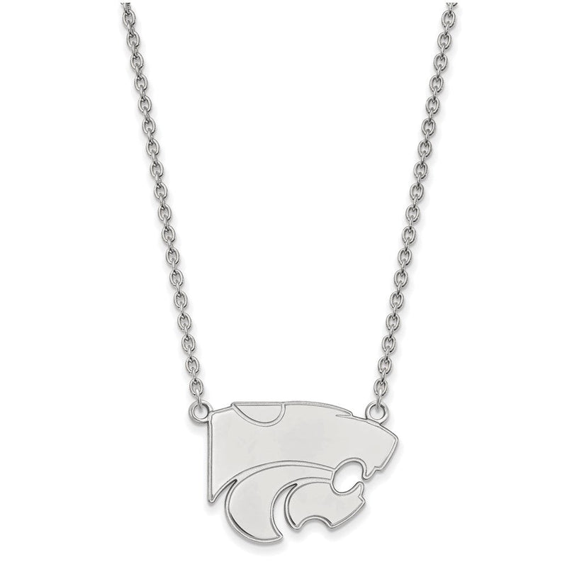 10K Weißgold Logoart Kansas State University Wildkatze Groß Anhänger 18 Zoll Halskette