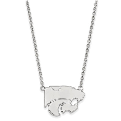 10K Weißgold Logoart Kansas State University Wildkatze Groß Anhänger 18 Zoll Halskette