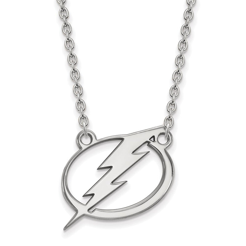 Sterlingsilber Rhodiniert Nhl Logoart Tampa Bay Blitz Groß Anhänger 18 Zoll Halskette