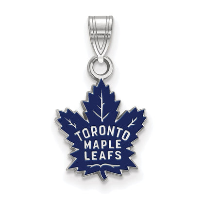 Sterlingsilber Rhodiniert Nhl Logoart Toronto Maple Leafs Klein Emailliert Anhänger