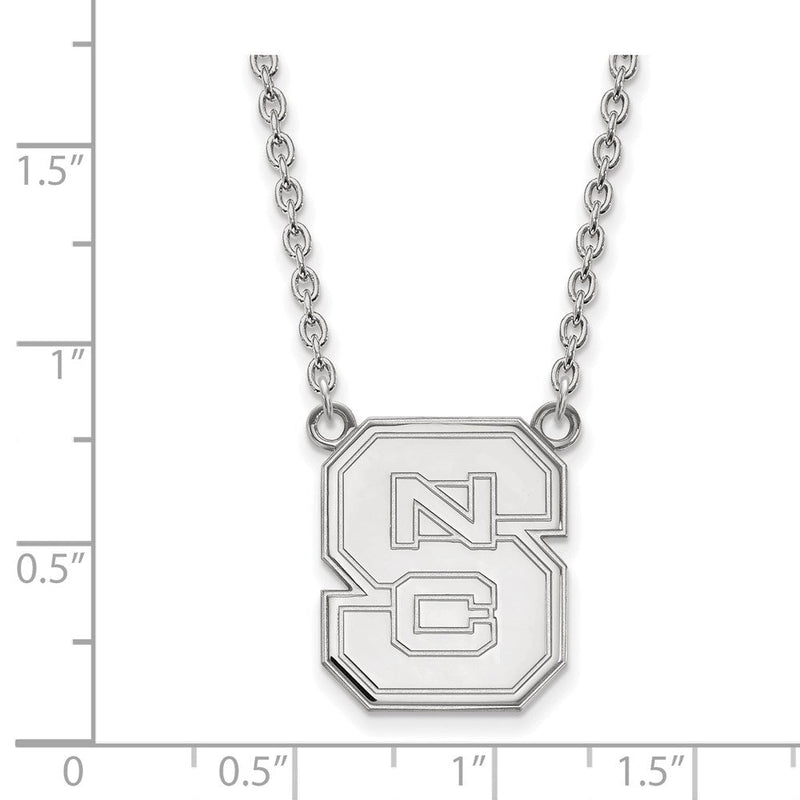 Sterlingsilber Rhodiniert Logoart North Carolina State University N C S Groß Anhänger 18 Zoll Halskette