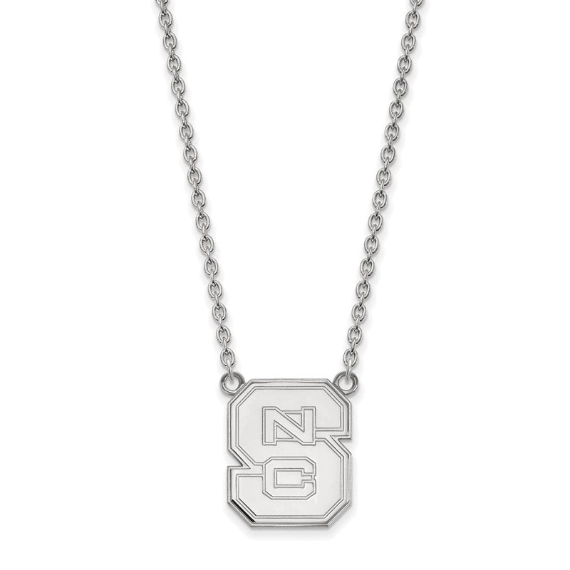 10K Weißgold Logoart North Carolina State University N C S Groß Anhänger 18 Zoll Halskette